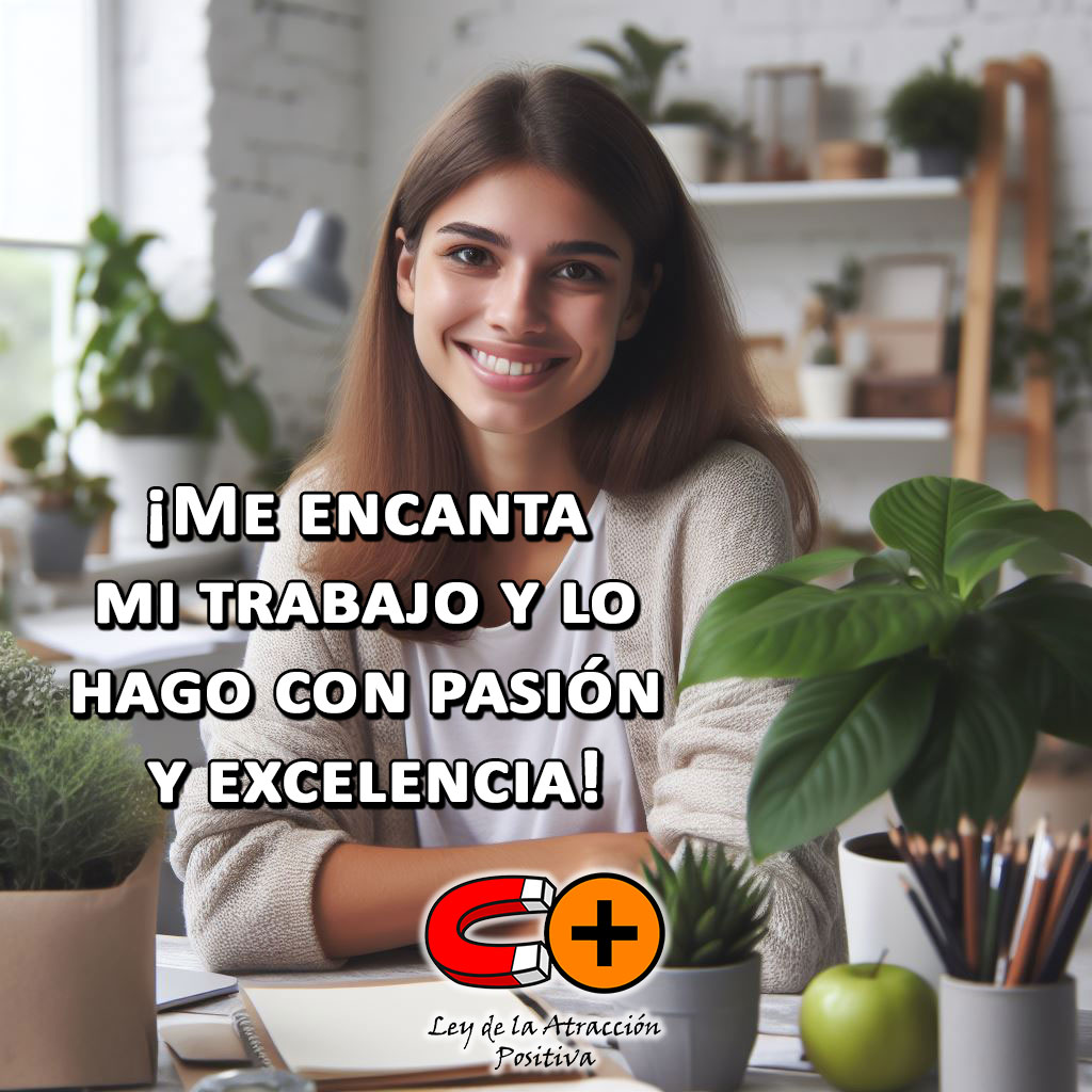 Afirmaciones para Estar Bien en el Trabajo: Me encanta mi trabajo y lo hago con pasión y excelencia.